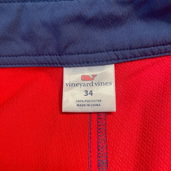 Vineyard Vines Mens Swim Board Shorts Trunks 9" Inseam Sz 34 Red Blue Zip Pocket - Picture 8 of 15